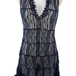 Free People  Navy Sheer Lace Bow Back Minidress NWT Photo 0