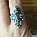 Natural White Buffalo Royston Blue Horizon Turquoise Sterling Silver Ring Size 9 Photo 0