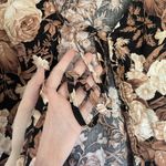 vintage floral vest lie up summery beige black floral top lightweight shirt M Brown Size M Photo 3