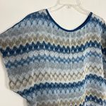 Ya Silk Blend Diamond Print Chiffon Blue Top Size M Workwear Casual Size M Photo 4