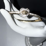 Juicy Couture  Gold Tone Pave Heart Signature Skinny Hinge Bangle Bracelet 6.5" Photo 0