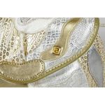 NAS Ivory Gold Silver Metallic Textured Leather Crossbody Bag Vintage 80s Photo 2