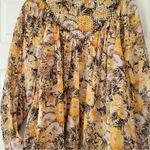 Free People We The Free Cool Meadow Midnight Combo Long Balloon Sleeves Boho Slouchy Top L Photo 8