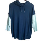 Gaiam Women Yoga Hoodie Top M Blue Color Block Soft Stretch Lounge Activewear Photo 0