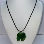 Handmade Black Wax Green Elephant Necklace Photo 0