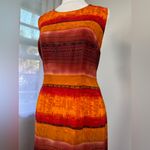 Vintage ‘90s Sheri Martin Orange, Red & Copper Belted Sleeveless Maxi Dress Orange Size M Photo 2