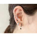 Boutique NEW Black‎ Onyx Sterling Huggie Hoop Earrings, 9mm Photo 5