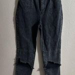 Nasty Gal  Black Cropped Ankle Jeans with Distressed Hem Photo 0