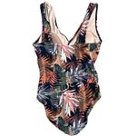 Garnet Hill Ruched Front Leaf Print One Piece Swimsuit Multicolor Size 10 Photo 3