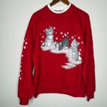 VTG Day Breeze Cats Kittens Snowflake Print Crewneck Sweatshirt Sz XL Red Photo 5