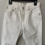 Levi's 501 Jeans White Distressed Button Fly Women's Size 26x30 Straight Raw Hem Photo 1