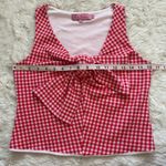 Anthropologie Eva Franco Tank Gingham Sleeveless Plaid Bow Top Red White Sz S Photo 9