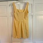 Old Navy yellow plaid gingham square neck linen mini dress small petite Photo 7
