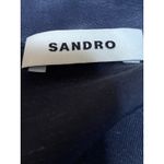 Sandro Celia Black Linen Ruched Front Long Sleeve Mini A-Line Shirt Dress Size M Photo 2