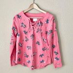 Caslon  FLORAL SWEATSHIRT WITH LACE UP NECKLINE Photo 0
