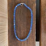 Handcrafted sparkly necklace with round Swarovski crystal beads Silver Photo 3