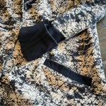 NU Long Line Jacket Soft Jersey Blazer Crackled Splatter Printed Edgy Goth Punk Black Size M Photo 6