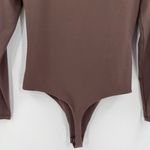 Nuuds Coffee Brown Long Sleeve Crew Neck Thong Style Bodysuit Women’s Size Small Photo 6