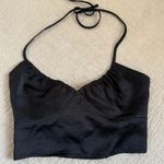 Victoria and Sophia Crop Top In Satin Black Photo 2