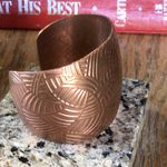 Copper tone Palm Print embossed Cuff Bracelet OSFM Pink Photo 1