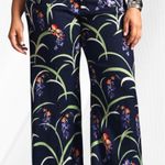 Maeve Anthropologie The Colette Floral Wide Leg Pants Navy Purple Orange Size 28 Blue Photo 0