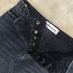 Reformation Retooled Denim Mini Skirt Black Size 24 Frayed Hem High Rise Photo 1