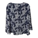 Cut Loose Split Back Gingham Floral Blouse Blue White Size XL Lagenlook Photo 1