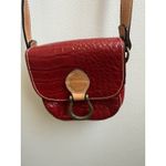 Vintage Ann Taylor purse Croc Embossed Leather Italy leather Small Crossbody Red Photo 2