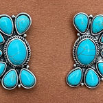 Faux Turquoise Half Cluster Earrings Blue Photo 0