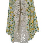 Free People  Yellow Floral High Low Crochet Inset Tank Top Flowy size XS Photo 7