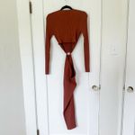 House of Harlow 1960 | Ribbed O Ring 2 Piece Midi Slit Dress Brown Knit Sweater‎ Photo 1