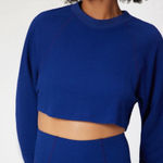 Brand New Gigi C Revolve Women's Large Isabella Royal Blue Pullover Cropped Top Photo 0