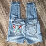 Encore jeans Encore Light Wash Distressed Embroidered Skinny Jeans Size 5 Photo 0