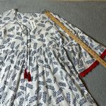 White Waves Top Women Small Medium Oversized Lace Trim Split V Neck Tie Up NEW Photo 6