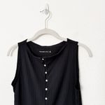 Abercrombie & Fitch [] Black Wide Rib Knit Button-Through Slash Top Size Small S Photo 3