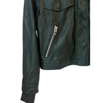BLANKNYC Faux Leather Jacket Womens Size Small Dark Green Full Zip Snap Cropped Photo 3