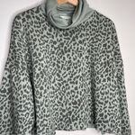 American Eagle  Leopard Print Turtle Neck Seafoam Green Sweater Size Small Photo 3