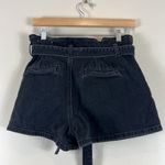 American Eagle Black High Waisted Paperbag Denim Mom Shorts Photo 3