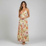 Paper Heart  Floral Maxi Dress Womens XS Linen Blend Sleeveless V Neck‎ Summer Photo 1