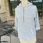 kim rogers Hoodie Gray White Stripe Jacket Cotton Photo 3