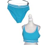 AI'IMAGE Blue Bikini with Light Blue Trim and High Waist Bottoms NWT Size 2XL Photo 1