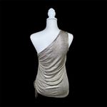 Maison d’ Amelie Women’s Top One Shoulder Ruched Side Metallic Size M Gold Size M Photo 9