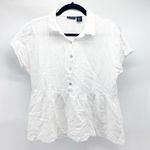 Tahari  gauze cotton cropped peplum boxy oversized lightweight summer shirt Photo 0