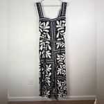 City Chic Black White Botanical Print Smocked Back Wide Strap Jumpsuit Photo 1