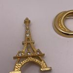 Lot Of 4 Women’s Gold Tone Brooch Pins Metal Eiffel Tower, Rose Photo 4