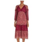 Ba&sh Floral Robe Gypsy Red Burgundy Midi Dress size 2 Photo 1