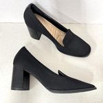 Adrienne Vittadini  Black Heeled Loafer Knit Womens 9.5 Slip On Pump Preppy Heels Photo 0