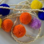Boutique Multi Color PomPom And Seed Bead Long Necklace Photo 4