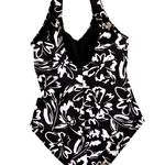 Hurley Swimsuit Small Petite SP Black White One Piece Floral Floral Beach Cruise Photo 4