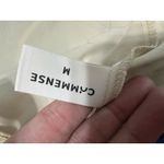 COMMENSE Cream Satin Cami Top Black Trim Open Tie Back Cropped Size M Size M Photo 8